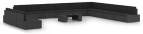 vidaXL 14 pcs conjunto lounge de jardim c/ almofadões vime PE preto