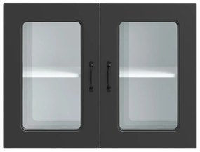 Armário de parede de cozinha porta vidro Kalmar preto