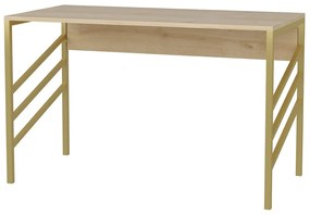 Secretária de Estudo Josephine - Dourado e Carvalho - 120x60x74,8 cm