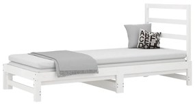 Estrutura sofá-cama de puxar 2x(90x190) cm pinho maciço branco