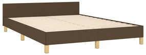 Estrutura de cama c/ cabeceira 140x190cm tecido castanho-escuro