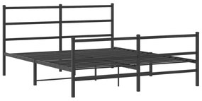 Estrutura de cama com cabeceira e pés 150x200 cm metal preto