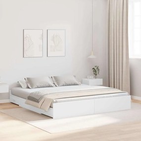 Estrado de cama com arrumação com gaveta com cabeceira Branco 180 x 20