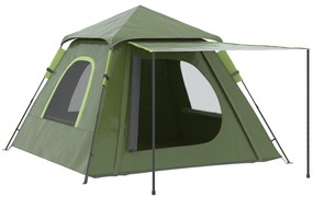 Tenda de Campismo para 2-3 Pessoas Impermeável PU2000 mm Proteção UV50+ com Bolsa de Transporte 210x210x150 cm Verde