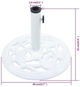 Base para guarda-sol 9 kg 40 cm ferro fundido branco