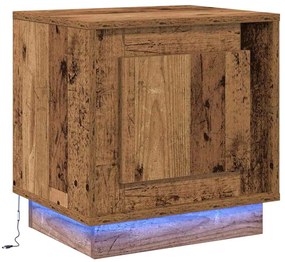 Cômodas de cabeceira com luzes LED 2 pcs Madeira velha 44x34,5x45 cm