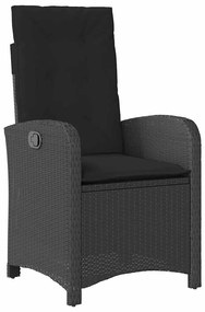 Conjunto de Jantar de Jardim em 3 Peças com Almofadas Preto Rattan Sin