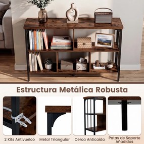 Estante de Arrumação Industrial, 109 x 34 x 76 cm, Cinco Compartimentos, Castanho+Preto