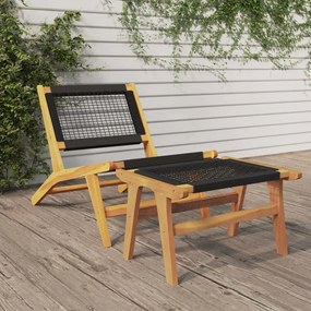 vidaXL Cadeira de jardim c/ apoio de pés teca maciça/poliéster