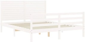 Estrutura de cama com cabeceira 160x200 cm madeira maciça