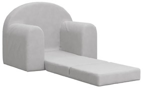 Sofá-cama infantil pelúcia macia cinzento-claro