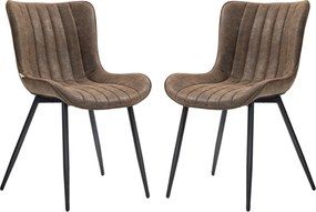 Conjunto de 2 cadeiras de jantar com design moderno e estofadas 49 x 61 x 80,5 cm, para sala de estar, sala de jantar ou quarto, em castanho