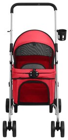 Carrinho dobrável para cães 76x50x100 cm tecido oxford vermelho