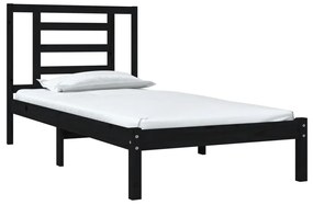 Estrutura cama pequena solteiro 75x190 cm madeira maciça preto