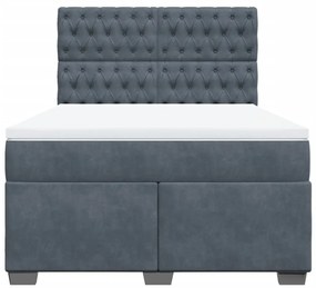 Cama com molas/colchão 160x200 cm veludo cinzento-escuro