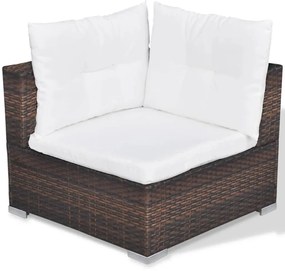 10 pcs conjunto lounge jardim c/ almofadões vime PE castanho
