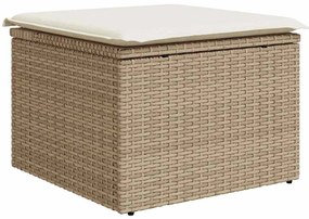 6 pcs conjunto de sofás p/ jardim com almofadões vime PE bege