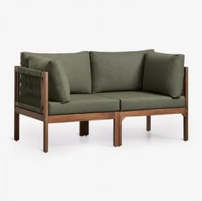 Sofá Modular De Jardim De 2 Peças Com Apoios De Braço Em Madeira De Acácia Branson Verde Oliva Intenso - Castanho Acacia Escuro - Sklum