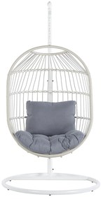 Cadeira suspensa em rattan branco com suporte ALBA Beliani