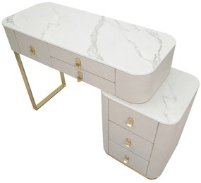 TOUCADOR BEAUTY 120X40X75 CM CREME E DOURADO