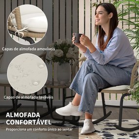 Conjunto de Móveis de Vime de 3 Peças Conjunto de Cadeiras de Baloiço