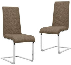 vidaXL Cadeiras de jantar cantilever 2 pcs couro artificial castanho