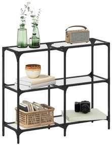 Mesa consola com tampo em vidro transparente 98x30x81 cm aço