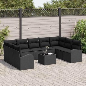 Conjunto de Sofá de Jardim vidaXL 10 Peças com Almofadas Bege em Vime