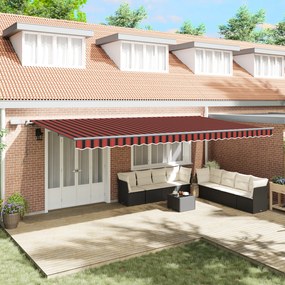 vidaXL Toldo Retrátil Manual com LED Laranja e Marrom 600x300 cm