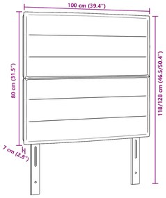 Cabeceira de LED Design Linhas Castanho Escuro 100 cm Tecido