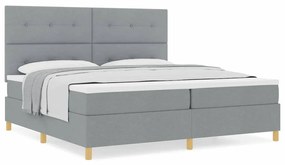 Cama Box Spring com Colchão Cinza Claro 200x200 cm Tecido