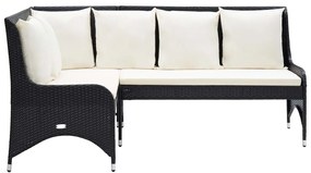 Sofás de canto para jardim 2 pcs vime PE preto