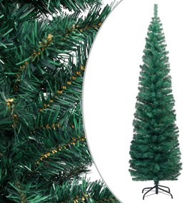 vidaXL Árvore de Natal artificial fina com suporte 240 cm PVC verde