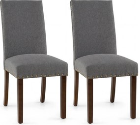 Conjunto de 2 Cadeiras de Jantar Estofadas, 44,5 x 67 x 96 cm, Assento Acolchoado, Cinzento