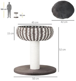 Arranhador para Gatos Pequeno Altura 52cm Torre de Escalar para Gatos com Cama Redonda Almofada de Pelúcia Suave e Poste Arranhador 50x50x52cm Café e