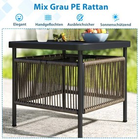 Mesa auxiliar jardim em rattan resistente às intempéries 56 x 56 x 49 cm com orifício para guarda-sol Preta
