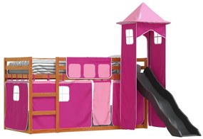 Beliche com escorrega e cortinas 90x190 cm rosa