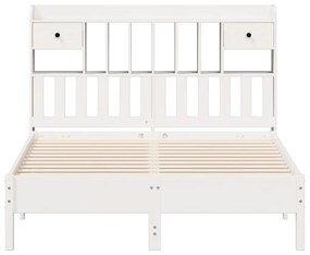 Cama com estante sem colchão 140x190 cm pinho maciço branco