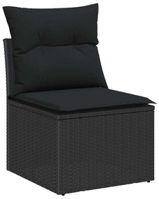 Conjunto de Sofá de Jardim 7 pcs Preto Grande Ratan, Madeira
