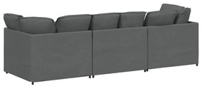 Sofá modular com almofadas tecido cinzento-escuro