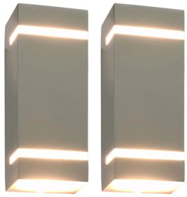 45651 vidaXL Candeeiros de parede exterior 2 pcs 35 W retangular prateado