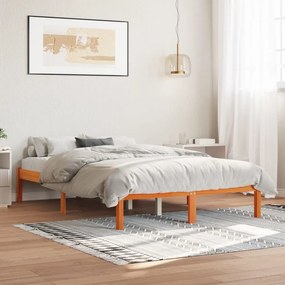 Cama sem colchão 140x200 cm madeira pinho maciça castanho-mel
