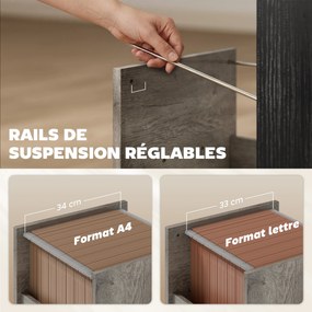 Secretária para computador, 120×50 cm, com espaço de arrumação, suporte para teclado, compartimento aberto e 2 gavetas, cinzenta