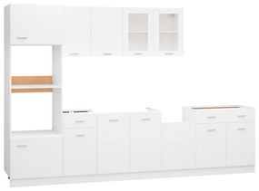 7 pcs conjunto armários de cozinha derivados de madeira branco