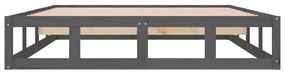 Estrutura de cama casal 135x190 cm madeira maciça cinzento