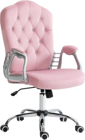 Vinsetto Cadeira de escritório, encosto reclinável, altura ajustável, visual de veludo, até 120 kg, Rosa | Aosom Portugal