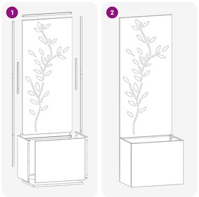 Vaso de Jardim com Painel Decorativo Preto 50 x 140 cm