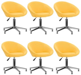 vidaXL Cadeiras de jantar giratórias 6 pcs tecido amarelo