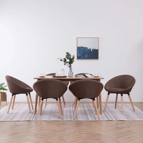 vidaXL Cadeiras de jantar 6 pcs tecido castanho