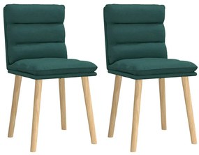 Cadeiras de jantar 2 pcs tecido verde-escuro